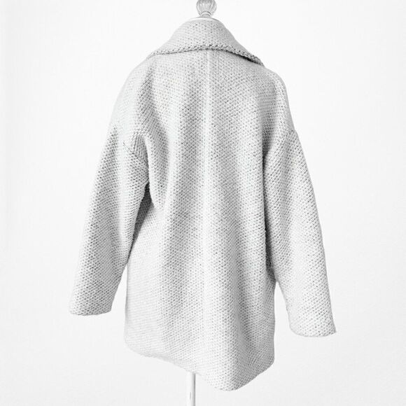 Mango Gray Double Breasted Wool Oversized Short Peacoat Jacket Size XS - Picture 4 of 6